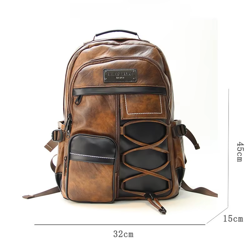 Sac à dos rétro pour hommes, sangles réduisant la poids, à la mode, lacets croisés, sacs de voyage i