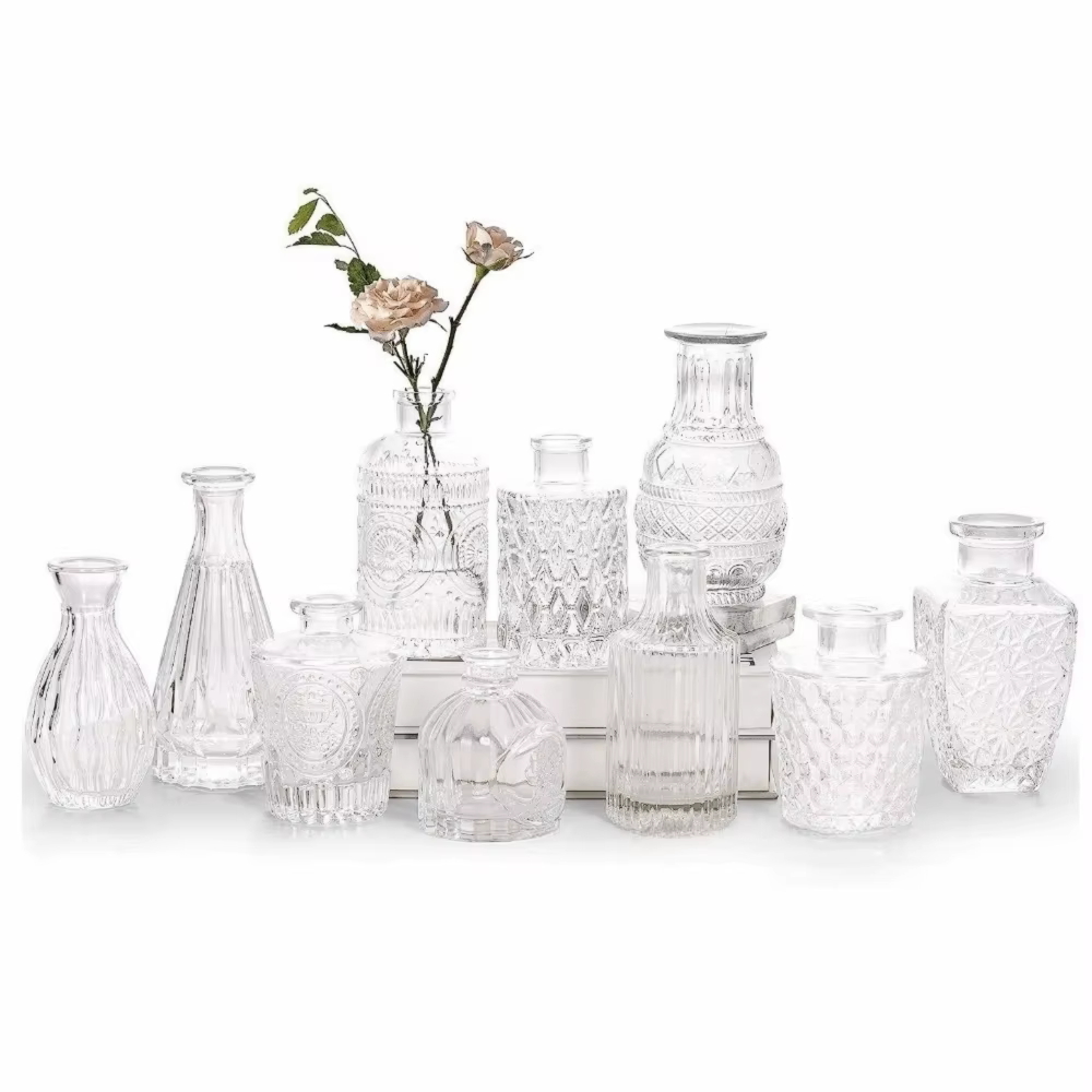 Nouvel ensemble de mini-vases en verre transparents, petits pots à fleurs créatifs, arrangements flo