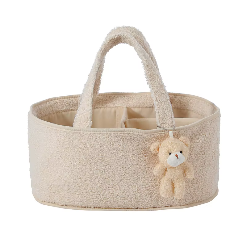 Sacs à couches pour bébé avec nom personnalisé, panier de rangement avec pendentif ours, panier de r