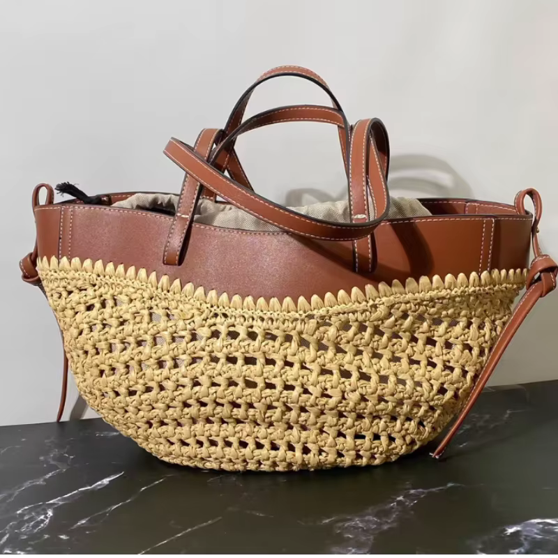 Sac tissé en paille 2 en 1 pour femmes, sac à aisselles en paille à sangle réglable, sac à bandouliè