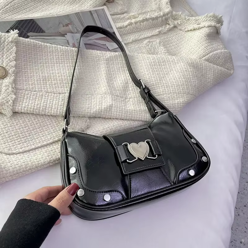 Sac sous les bras plissé pour femmes, sac à ati elles Y2K, sacs de messager de documents solides, sa