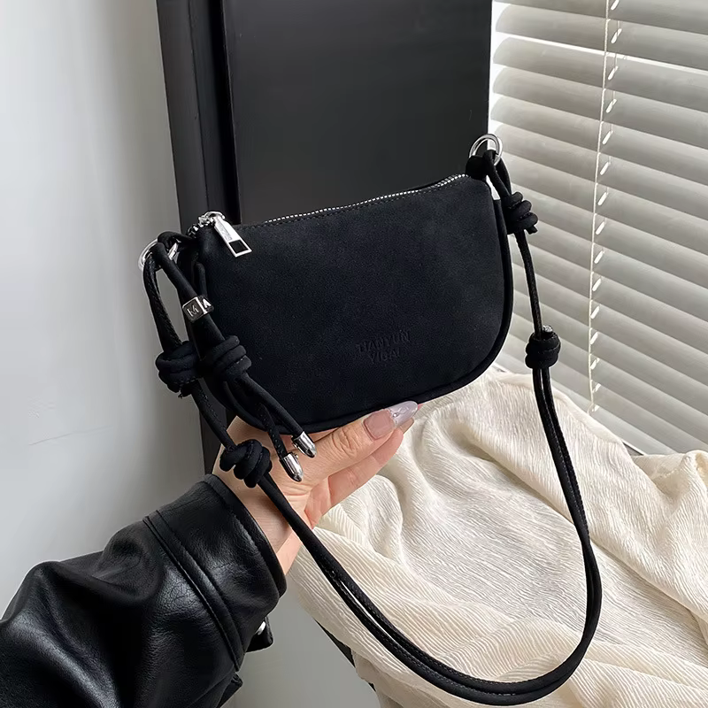 Sacs à bandoulière rétro en daim pour femmes, Simple, couleur unie, sac à bandoulière réglable, lége