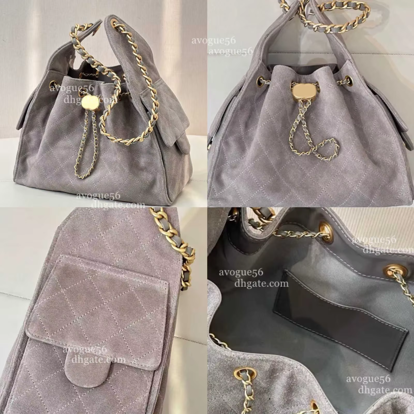 Sac à bandoulière de créateur en cuir caviar 25, style seau, hobo, sous le bras, en suède, matelassé