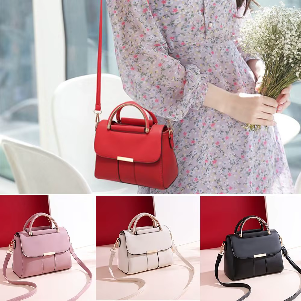 Petit sac à main en cuir PU couleur unie réglable fourre-tout décontracté bandoulière carré sac à ba