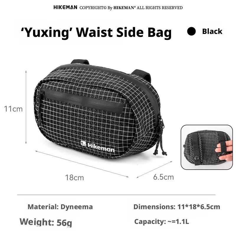 Sac banane Hikeman léger et imperméable pour la randonnée en extérieur avec système MOLLE, sac de po