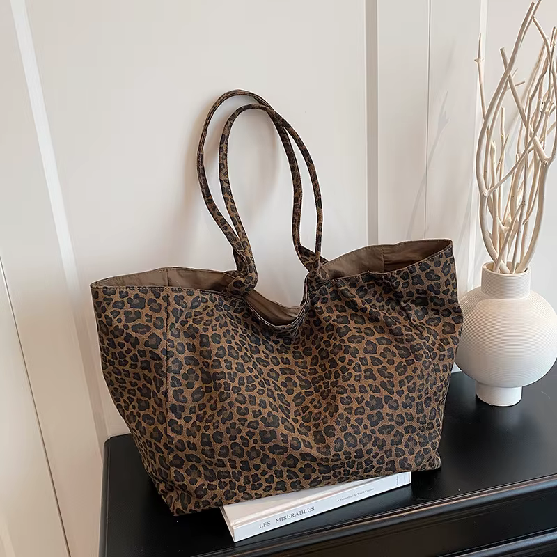 Sac fourre-tout imprimé léopard à la mode pour femmes, sac à bandoulière de loisirs et de déplacemen
