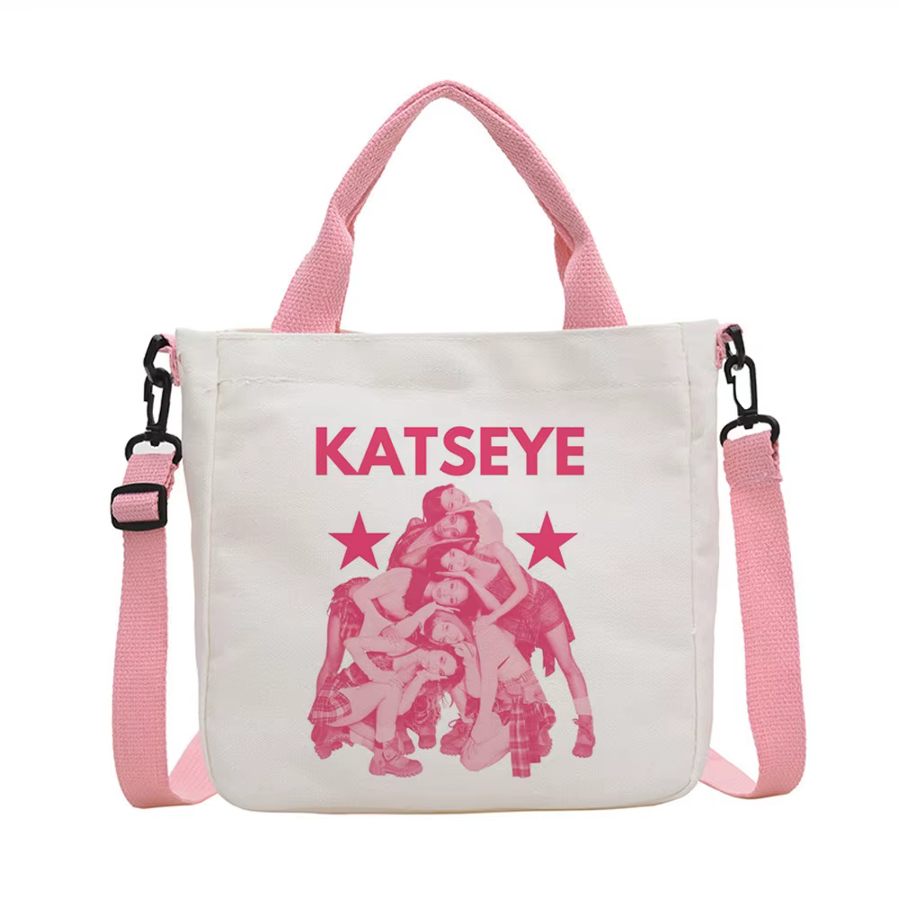 Sac fourre-tout Katseye, sac à bandoulière, sac de courses personnalisable, sac à provisions pour fe