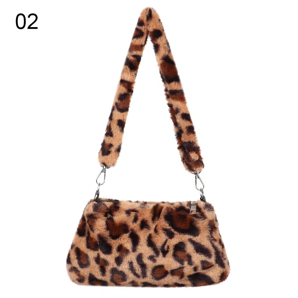 Femmes léopard en peluche sacs à bandoulière sacs à main sacs de messager sacs à bandoulière sacs so