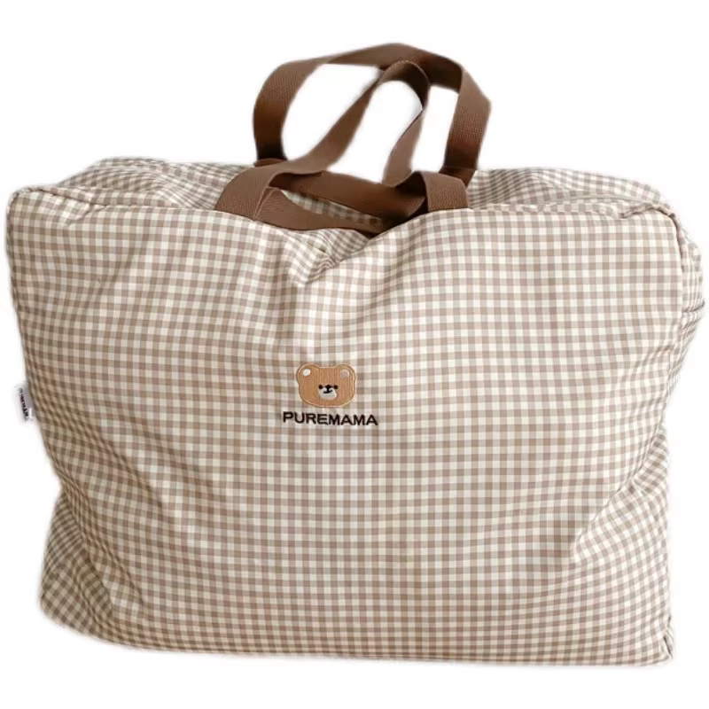 Sac de maman pour maternité, sac d'hôpital, grande capacité, sac de rangement de couette à carreaux