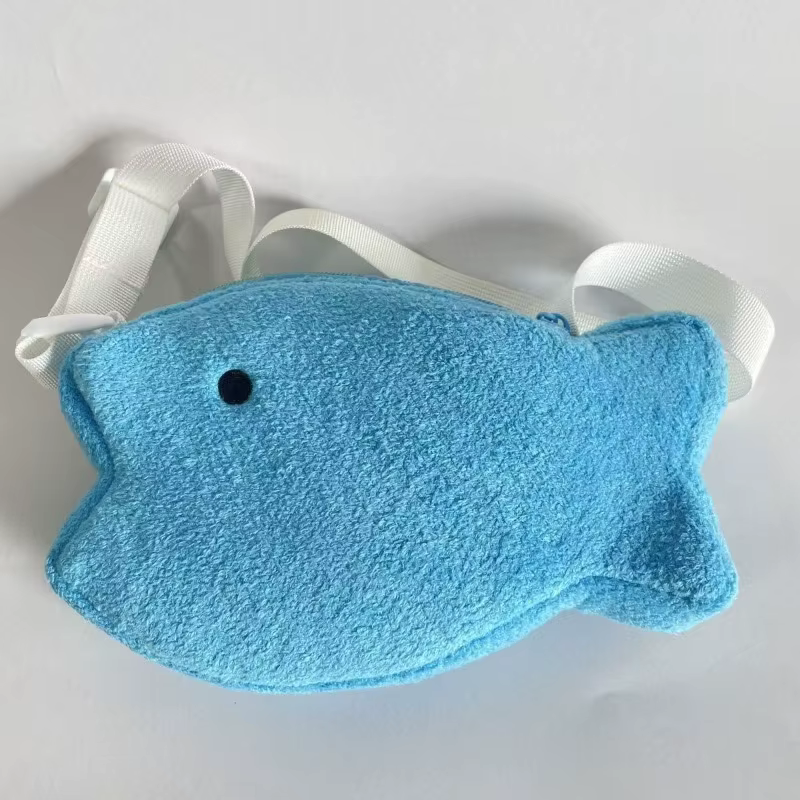 Sac bandoulière mignon de style dessin animé en tissu peluche, grande capacité et sangle simple, idé