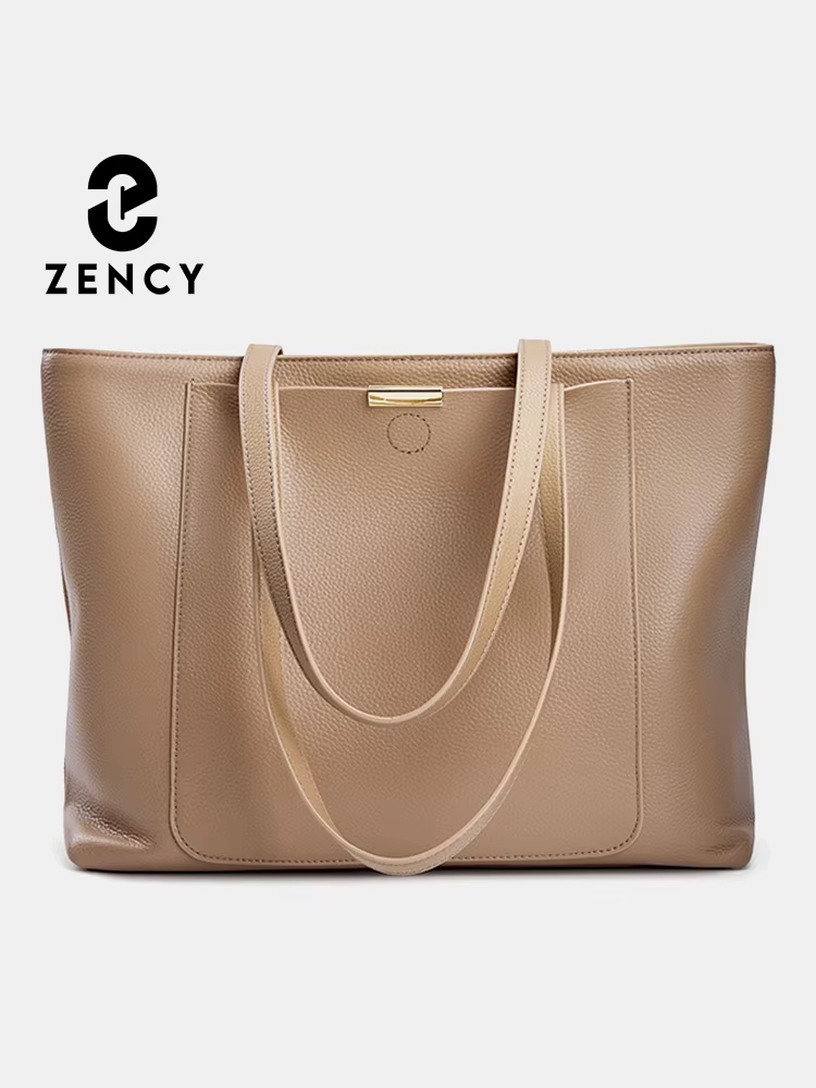 Zency-Sac fourre-tout en cuir de vachette souple pour femme, sac à main initié, grande capacité, sac