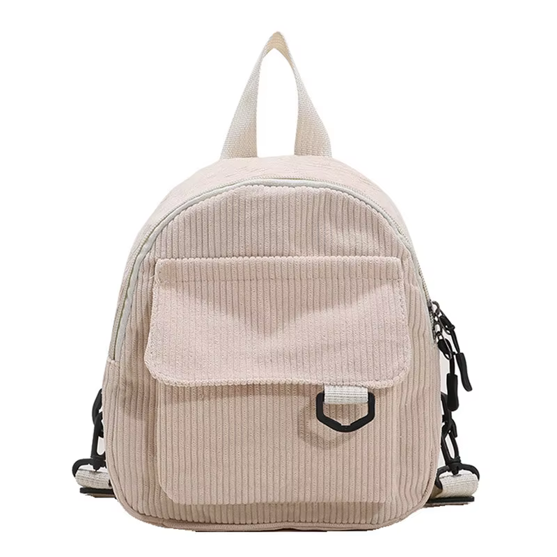 Mini Sac à Dos Solide en Velours Côtelé pour Femme, Petits Sacs Simples et Décontractés pour Livres 