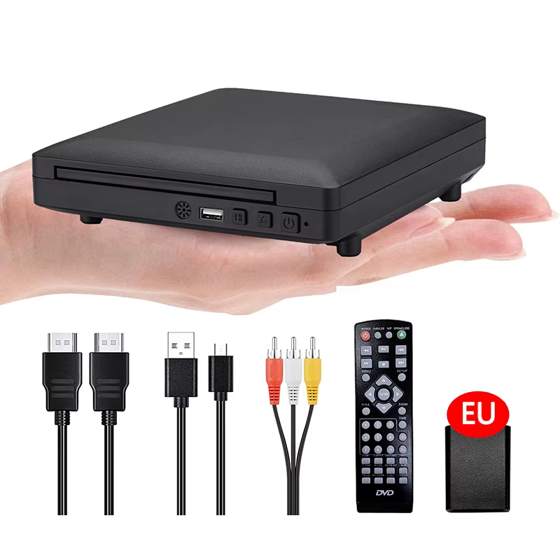 Mini lecteur DVD 1080P Full HD USB pour la maison, lecteur de disques CD, VCD, EVD, MP3, RW, système