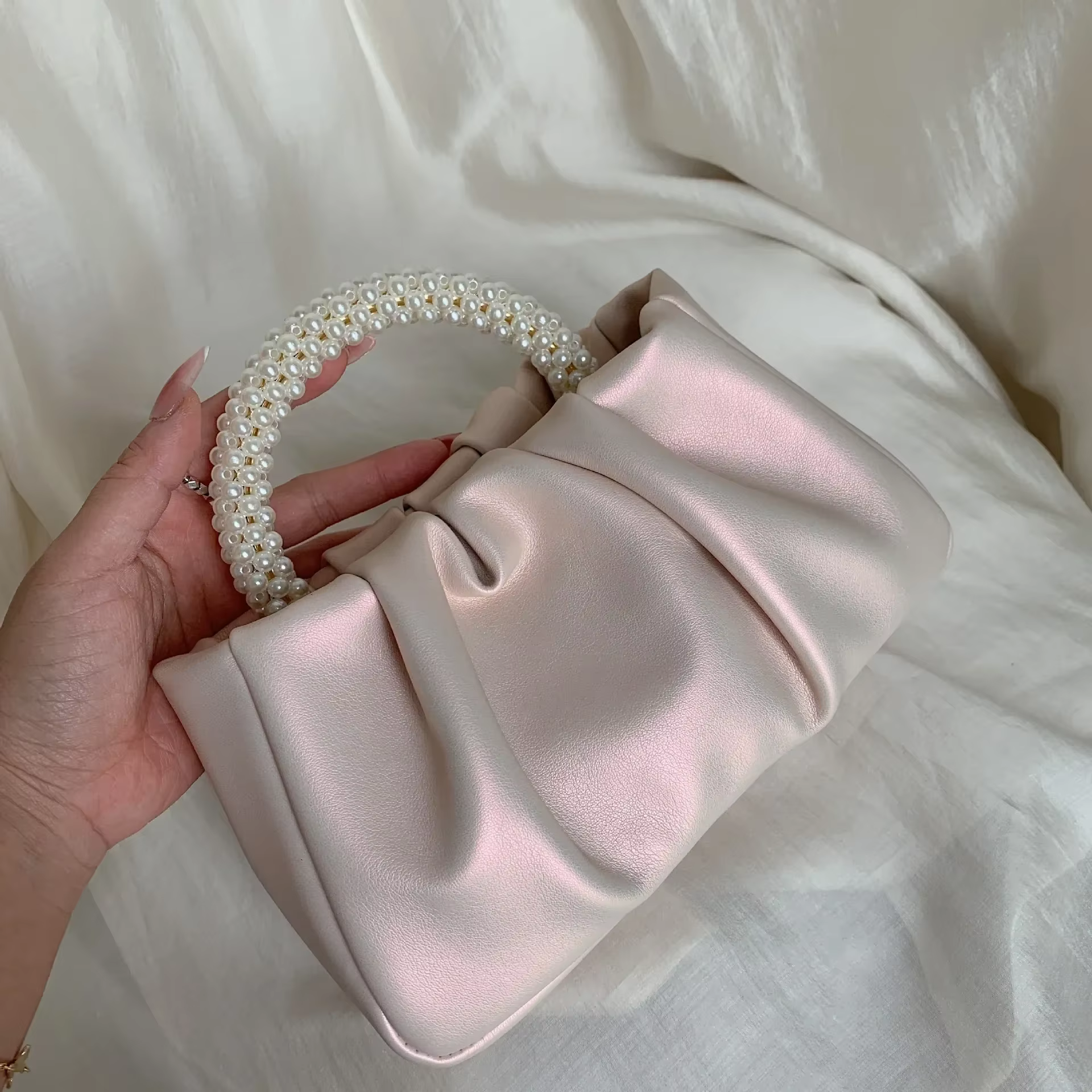 Mode perle poignée femmes dîner pochette sac à main sacs à main Design de luxe dames carré sacs à ba