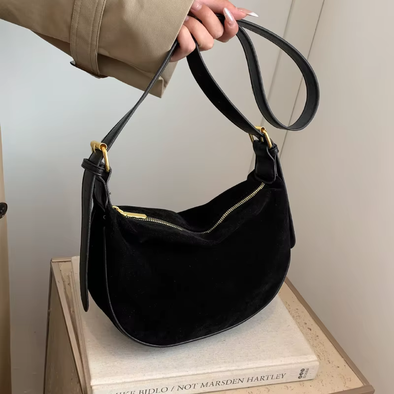 Sac à bandoulière Vintage en daim, décontracté, assorti avec tout, grande capacité, fermeture éclair