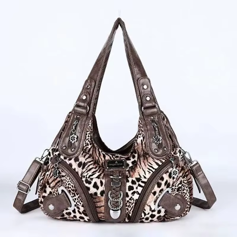 Sac à main pour femme Angel Kiss, sac à bandoulière léopard, sac à main à poignée supérieure, sac à 