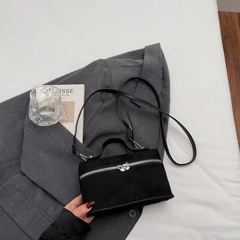 Sac à bandoulière polyvalent en daim de luxe pour femmes, sac à main rétro mat à poignée, Texture Si