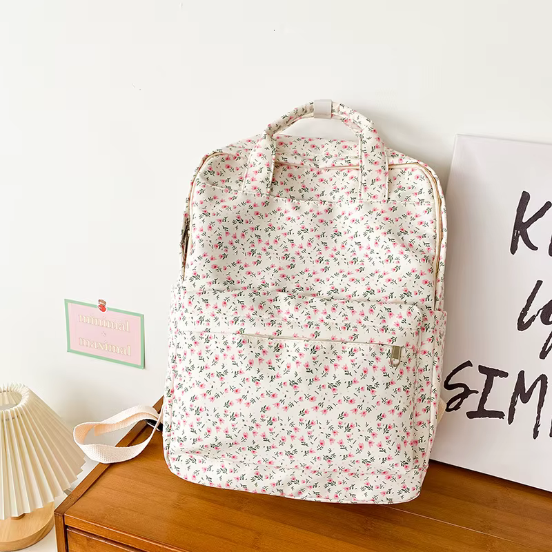 Sac à dos floral personnalisé pour filles douces, lycéennes légères, noms brodés pour sacs à dos pou