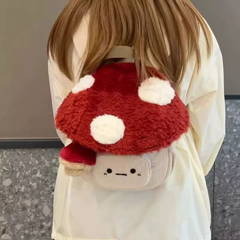 Mode dessin animé champignon sacs à dos pour femmes nouveau automne hiver Anime en peluche mignon po