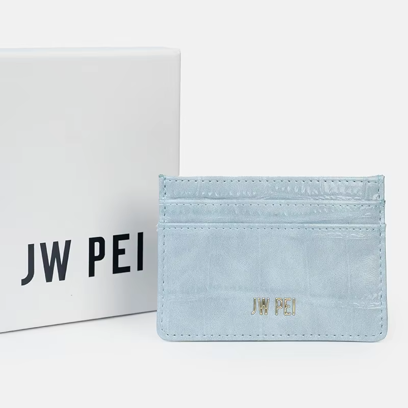 Porte-cartes JW PEI, plusieurs emplacements pour cartes, léger, portable, en cuir texturé, résistant