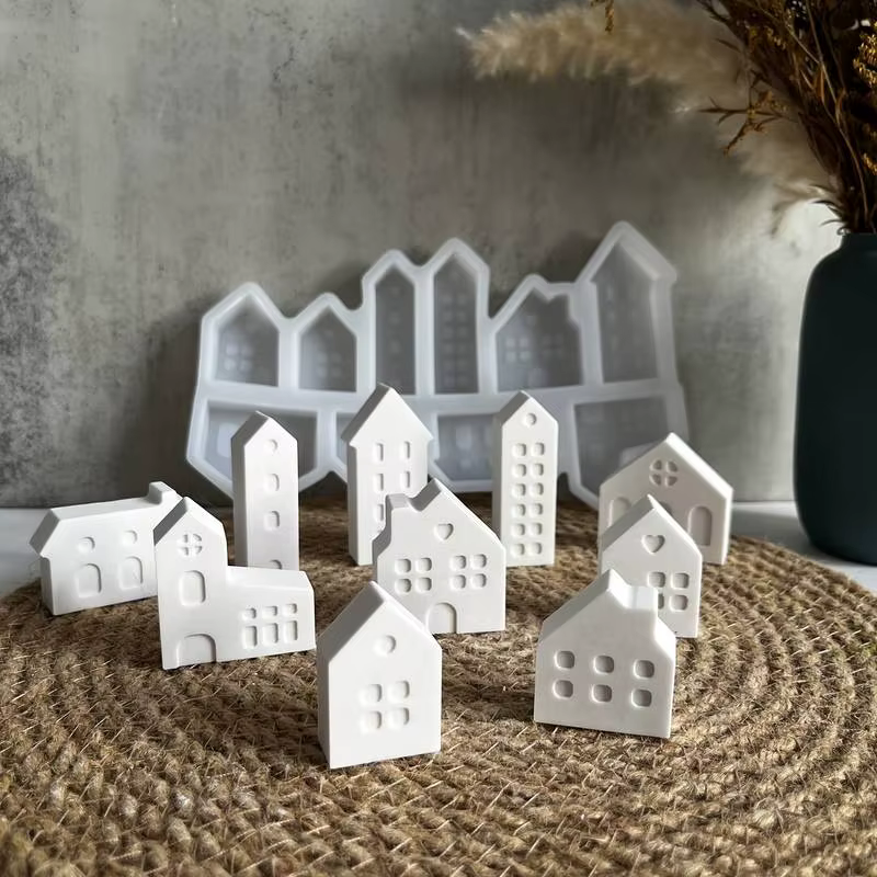 10 mini moules en silicone pour maison – Moules en plâtre et résine de style nordique pour l'artisan