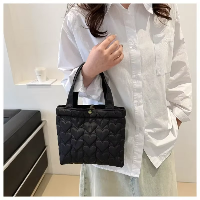 Puffer-Sac à main matelassé en coton doux pour femme, sac à bandoulière, sac à main rembourré, sac à