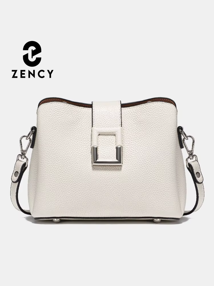 Zency-Grand Sac à Main en Cuir group pour Femme, Sac à Bandoulière Blanc, Noble, Designer, Initié Co