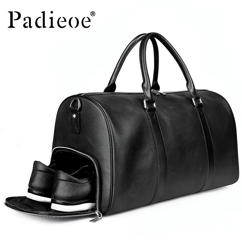 Sac de voyage en cuir de vachette de première qualité - sac à bagages d'affaires élégant en cuir vér