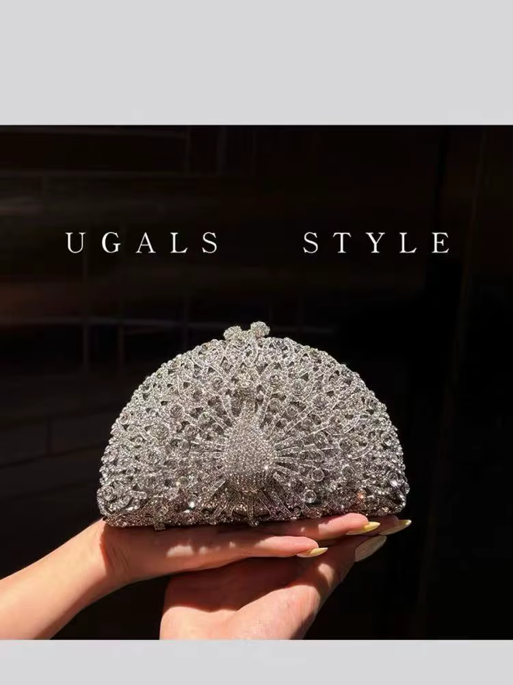 Sac à main de luxe en métal pour femmes, pochette de Banquet pour fête de mariage, strass en cristal