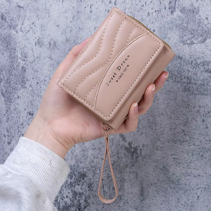 Nouveau style – Mini porte-monnaie pour femme en cuir PU avec fermeture éclair, porte-cartes multi-e