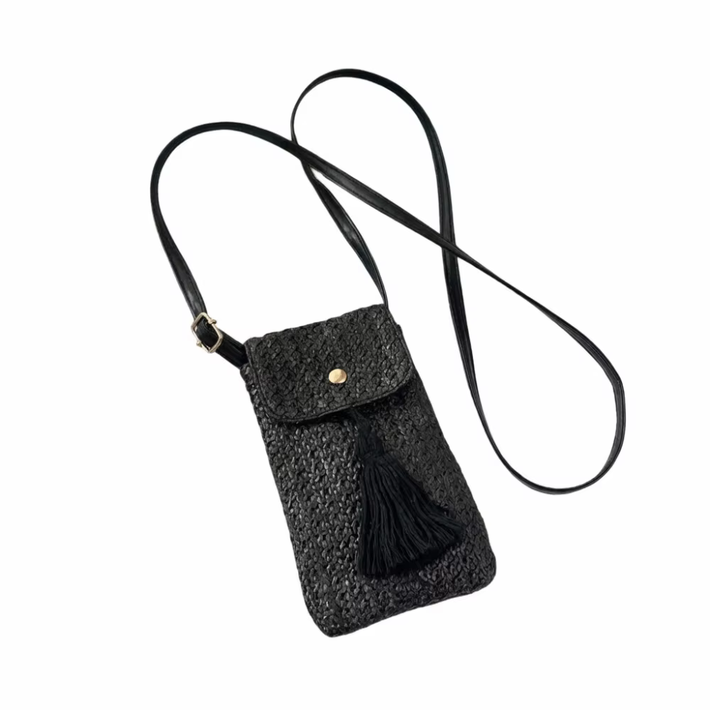 Sac à main tissé en paille tendance, fait main, style coréen, pochette pour téléphone pour femme, de