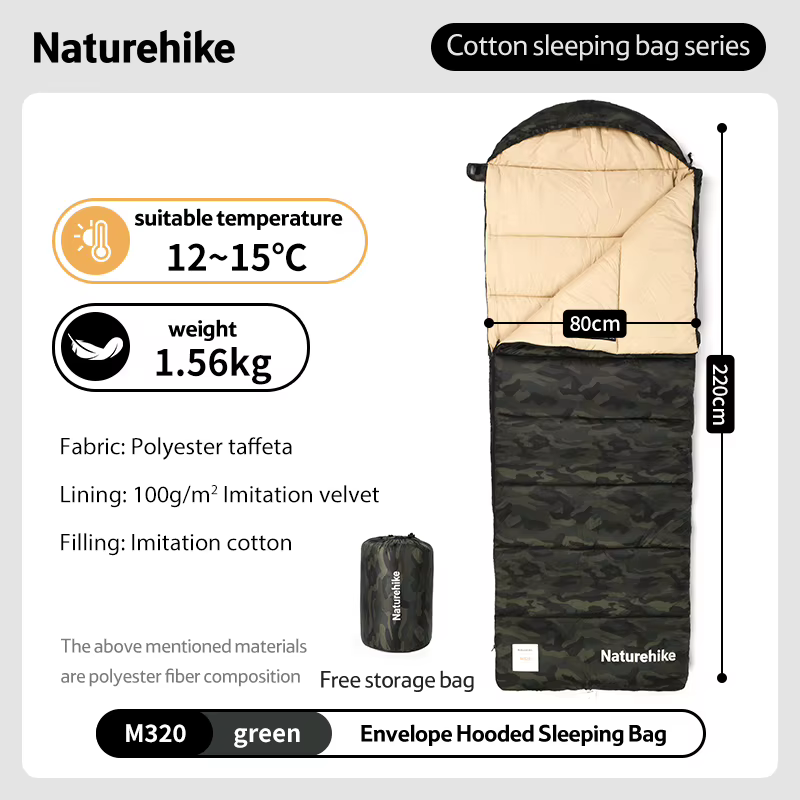 Naturerandonnée Camping en plein air coton sac de couchage Portable enveloppe chaude en plein air vo