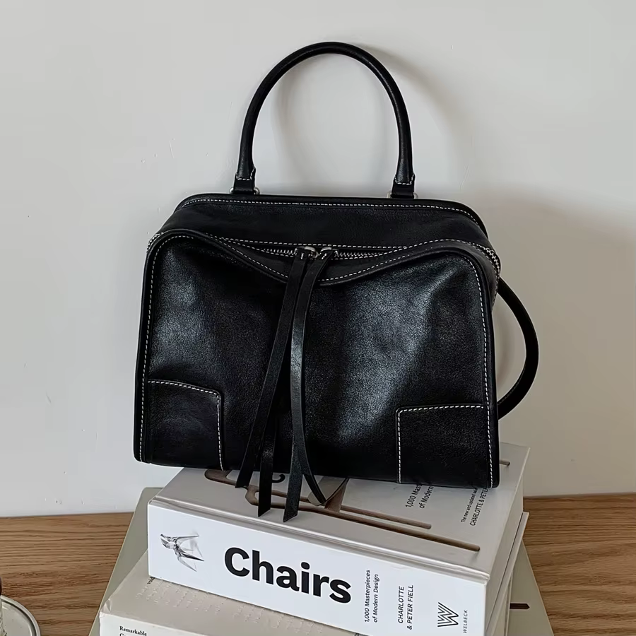 Sacs Boston en cuir véritable de vache pour femmes, sac à main et sac à main de luxe de styliste, no
