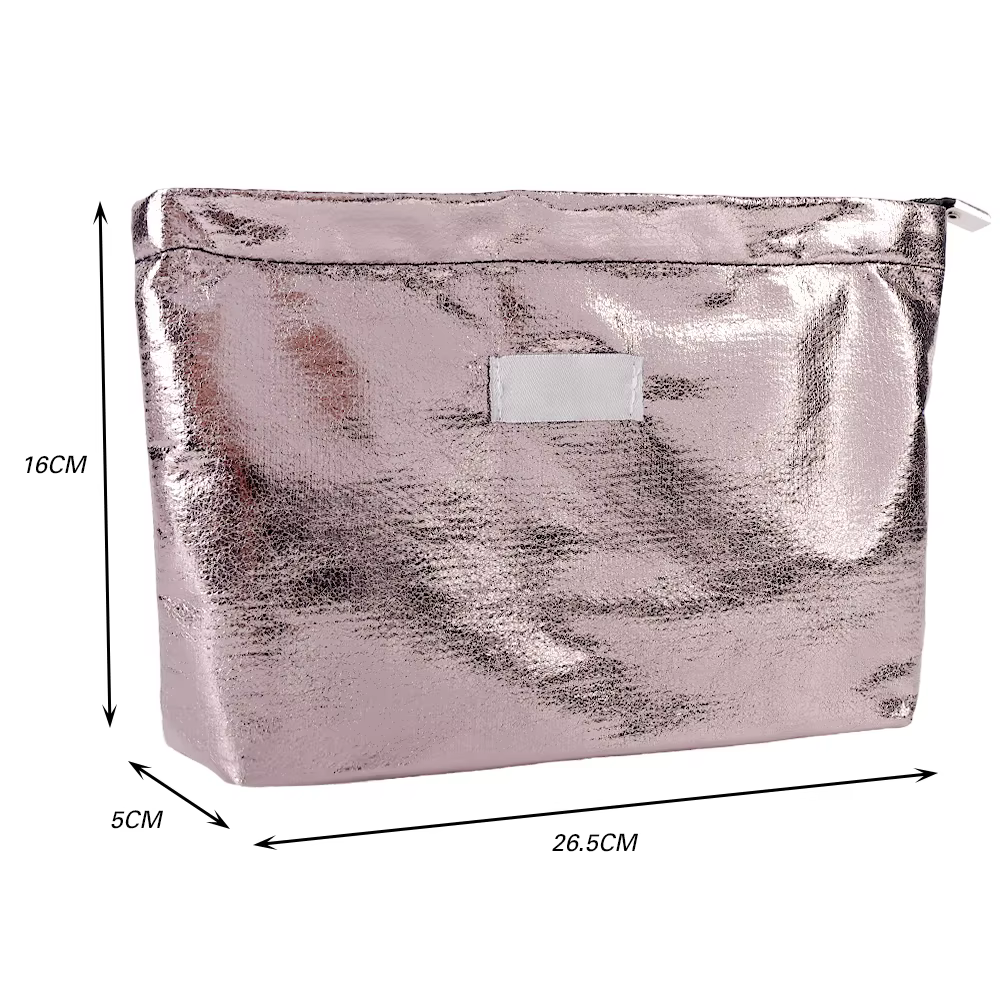 Pochette à paillettes brillantes, couleur argent champagne, sac à cosmétiques, trousse de maquillage