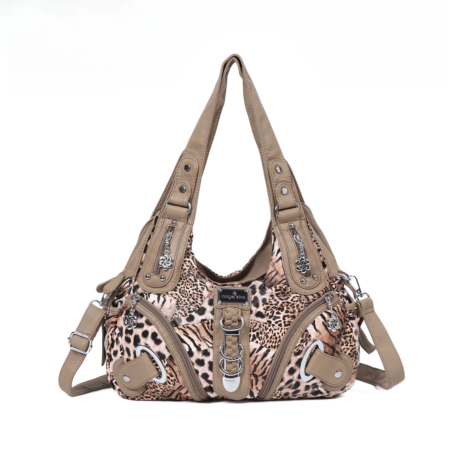 Sac à main pour femme Angel Kiss, motif léopard, sac à poignée supérieure, sacoche tendance, sac bou