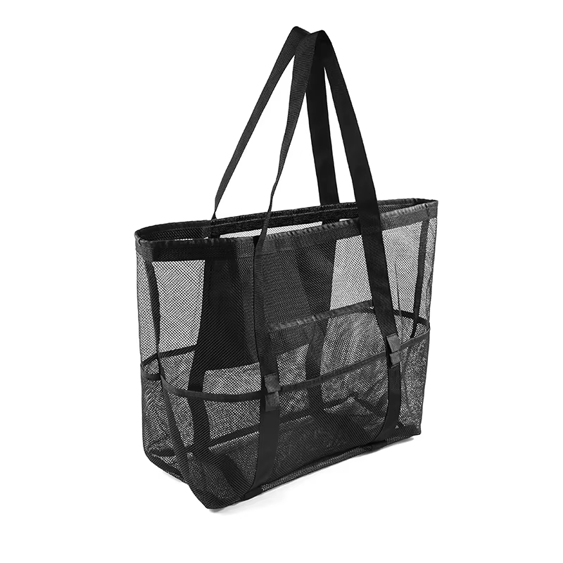 Un ensemble de sacs de plage en maille gaufrée, sac à bandoulière, trousse de toilette de voyage, sa
