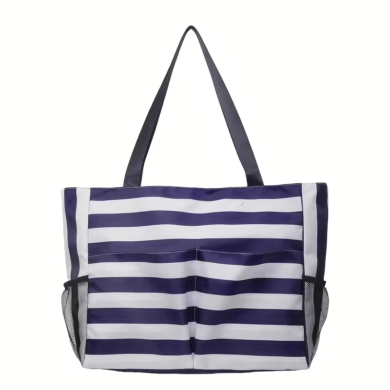 Grand sac de plage imperméable pour femmes avec fermeture à glissière, grande capacité, réutilisable