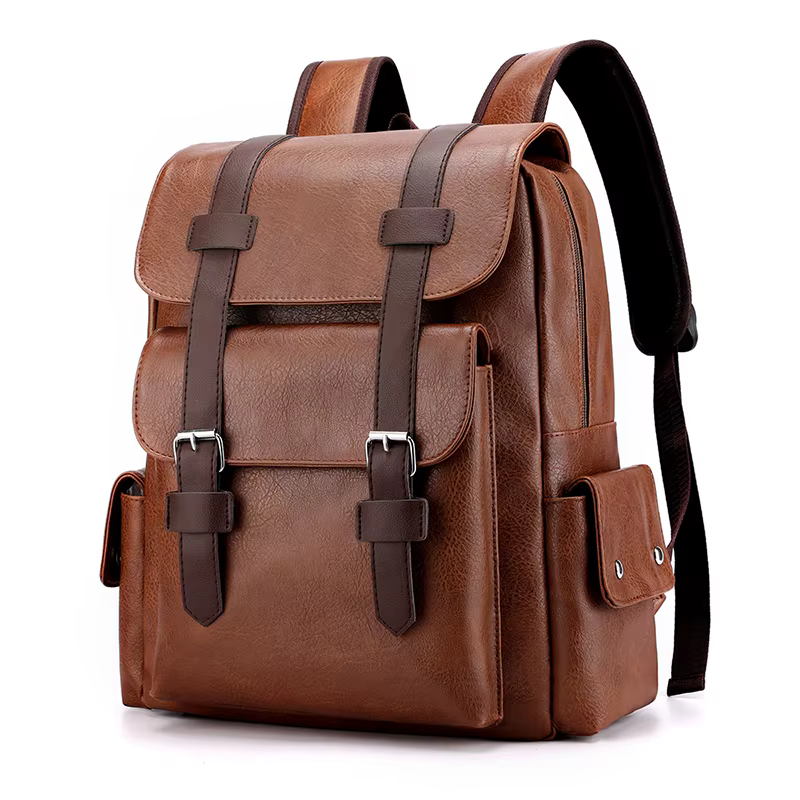 2023 Hommes Sac À Dos En Cuir PU Bagpack Grand Ordinateur Portable Sacs À Dos Mâle Mochilas Noir Car