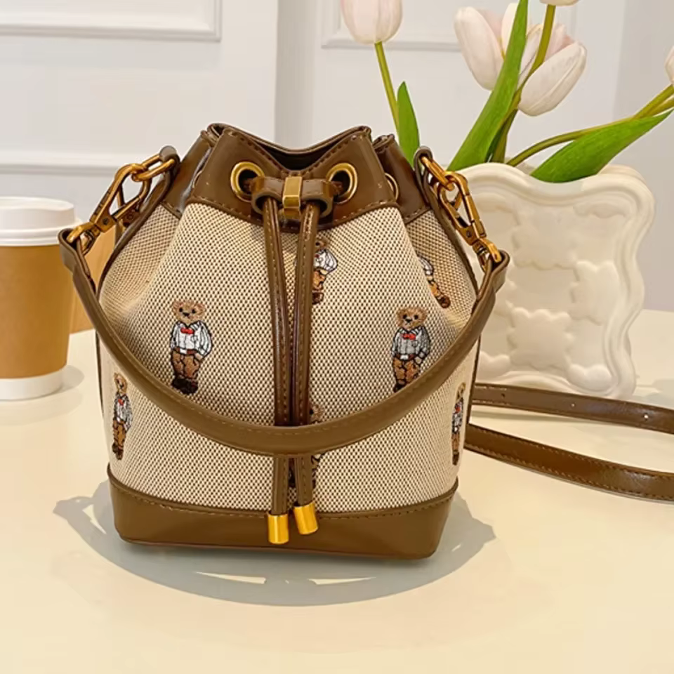 Sac seau à cordon de serrage grande capacité pour femme, sac à main, sac bandoulière, sac messager, 