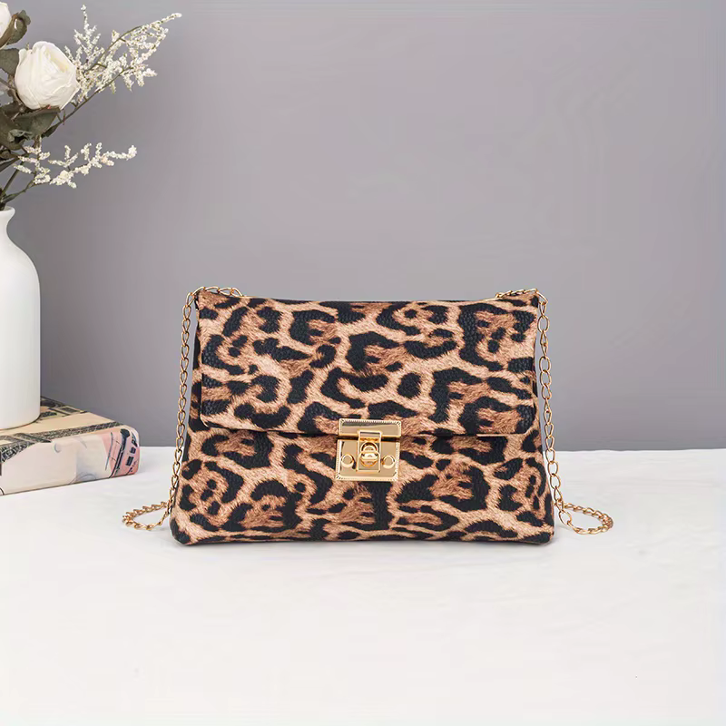 Sac à bandoulière imprimé léopard pour femmes, sacoche tendance polyvalente et exquise, petit sac ca