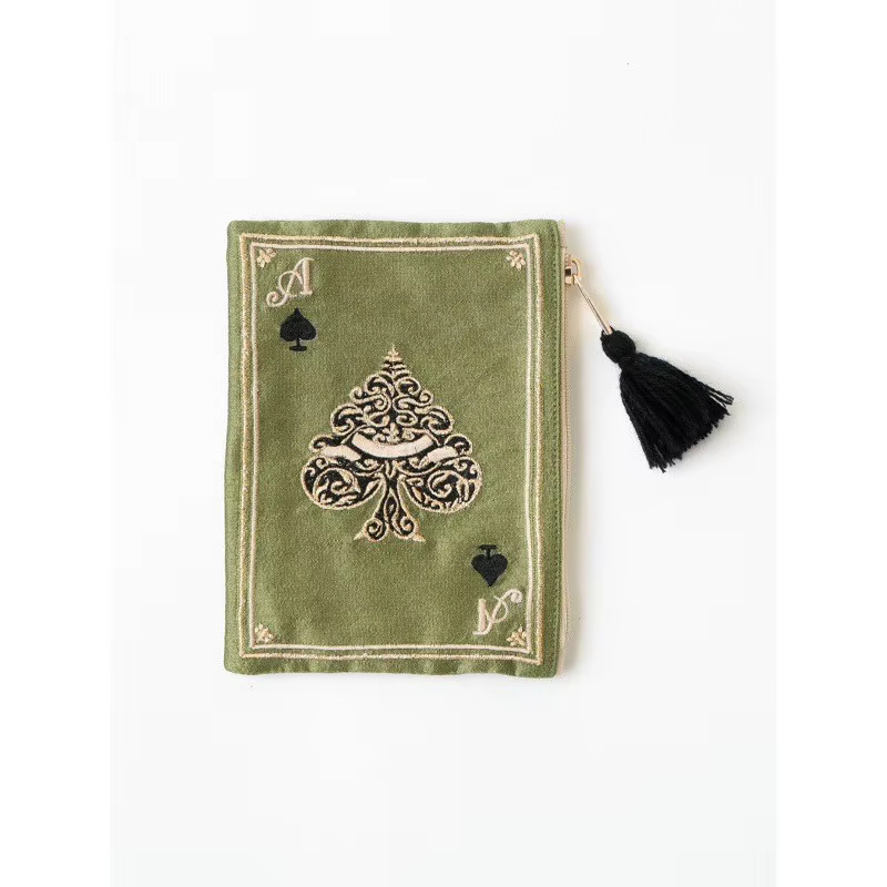 Pochette cosmétique brodée à la main de style japonais, motif ethnique rétro avec franges, pochette