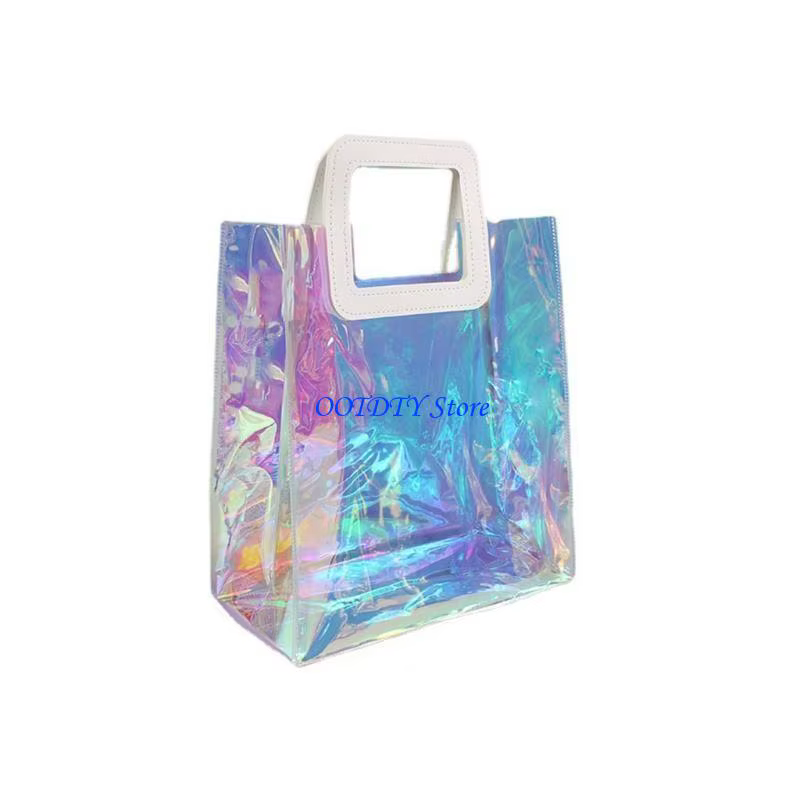 fourre-tout transparent holographique arc-en-ciel 367A, Shopping multi-usage, à bandoulière capacité