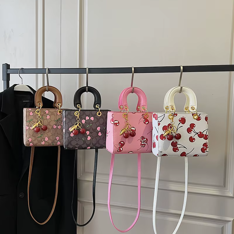 Nouveau Sac Bandoulière Portable à Motif Cerise 2026 pour Femme, Sac Fourre-tout et Sac Seau Tendanc