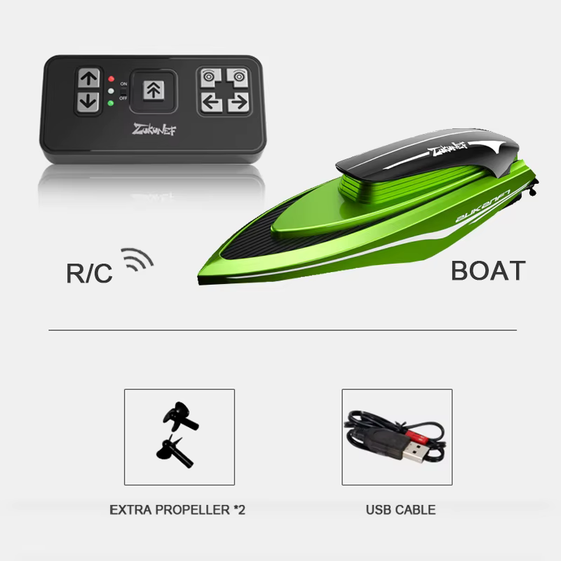 Mini bateaux RC, bateau de course électronique télécommandé à grande vitesse avec lumière Led, jouet