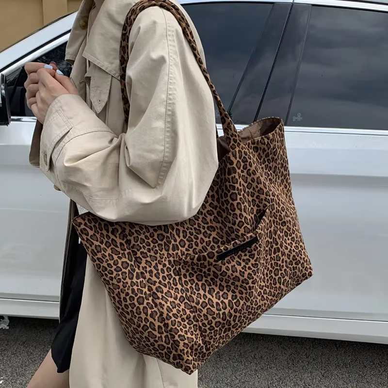 Sacs à main fourre-tout rétro léopard pour femmes, sacs à bandoulière pour livre de classe pour fill