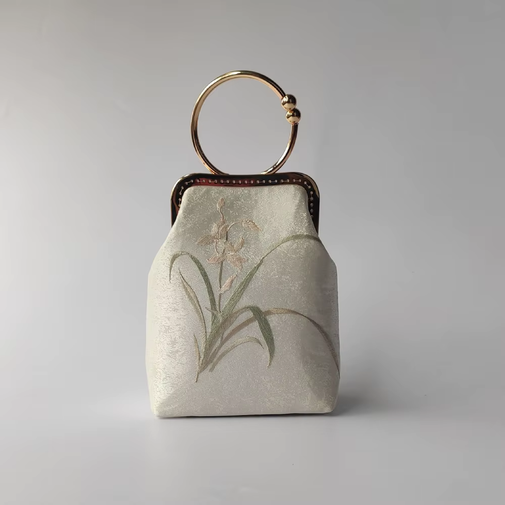 Sacs à main vintage faits à la main pour femmes, sacs brodés de fleurs, serrure de coquille, sac à b