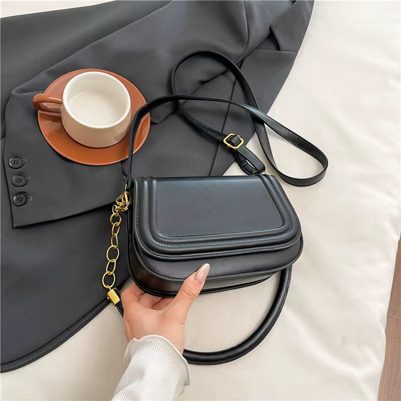 Sac à bandoulière simple noir pour femmes, sac à main en cuir Pu marron kaki, sac sous les bras, sac
