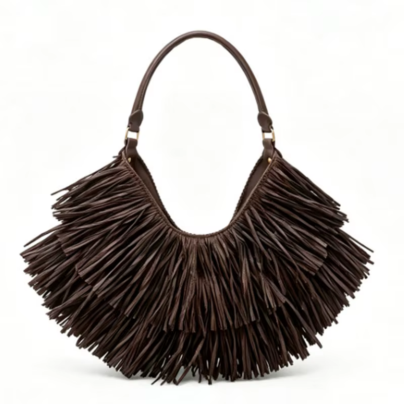 Sac fourre-tout bohème vintage à franges, tissé à la main, léger, respirant, grande capacité, avec p