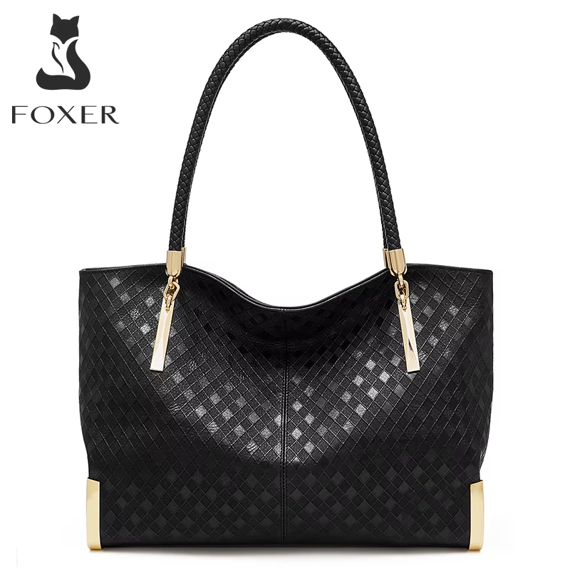 FOXER Sac à main en cuir véritable pour femme, design élégant et luxueux, sac à bandoulière pour fem