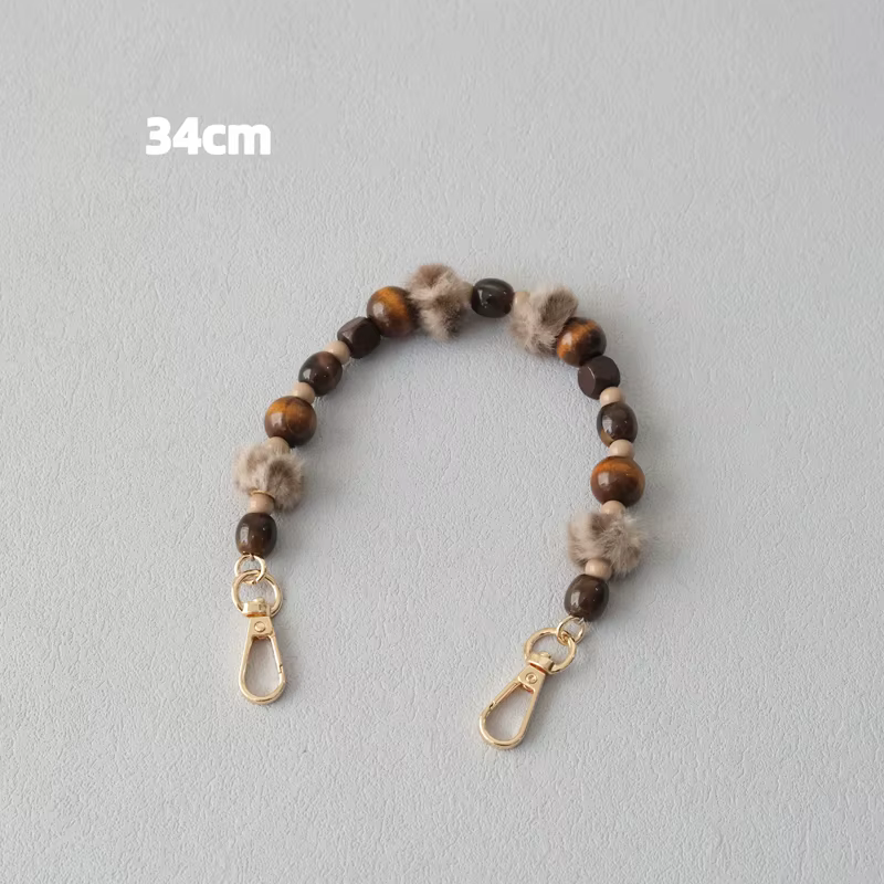 Hiver nouvelle mode femme sac accessoire marron bois perles chaînes mignon acrylique luxe sangle fem